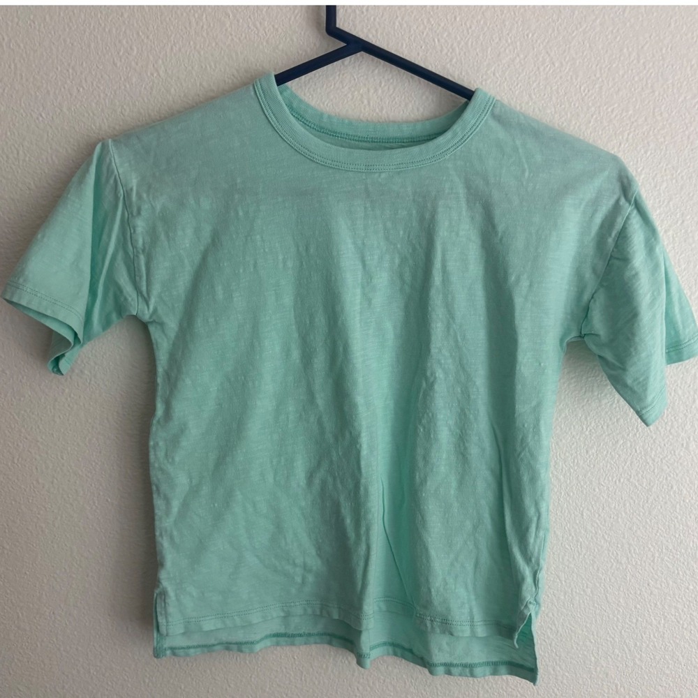 Open Edit Kids Mint‎ Green Organic Cotton Slub Knit Short Sleeve T-Shirt Size 7
